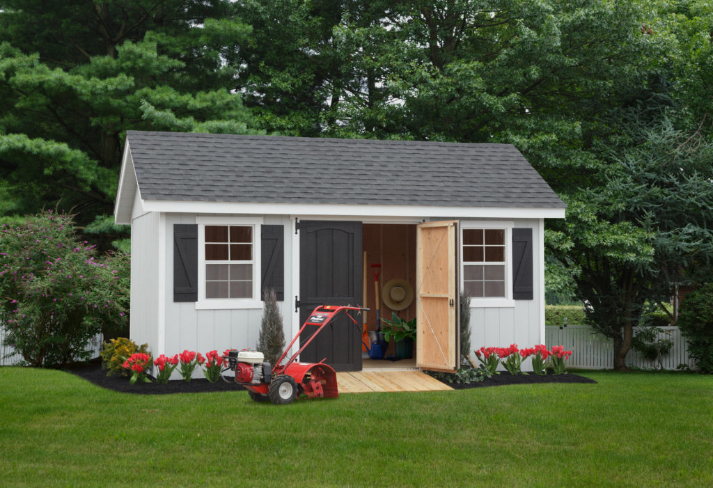 12' x 12' backyard storage shed with porch plans #p81212