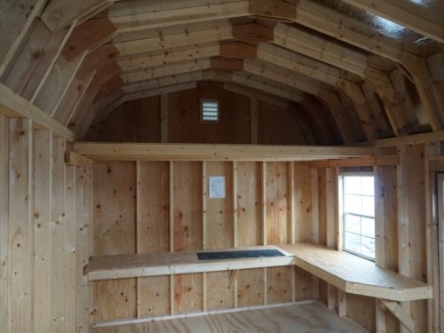 interior of classic dutch barn shed with window