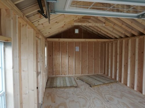 interior of classic cottage garage with window showing