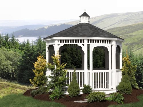 vinyl gazebo overlooking lake