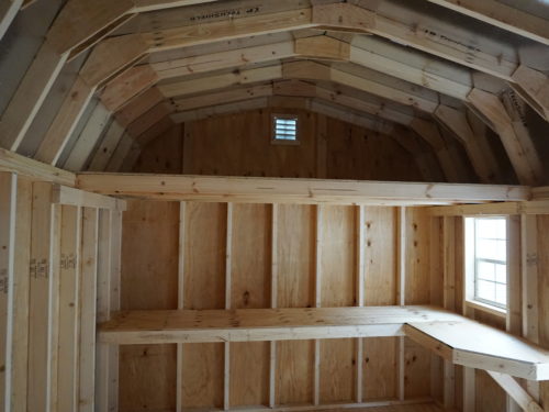 interior of single story dutch barn garage