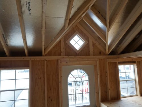 interior of classic a frame dormer shed