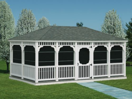 large vinyl gazebo with screens