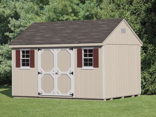 tan cape shed with asphalt shingles